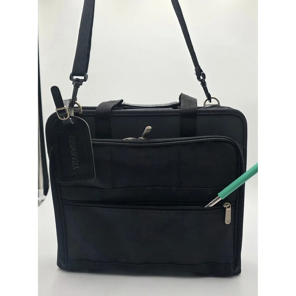 Vintage Compaq Black Nylon Laptop Messenger Bag Briefcase With Strap 14.5x13x4in